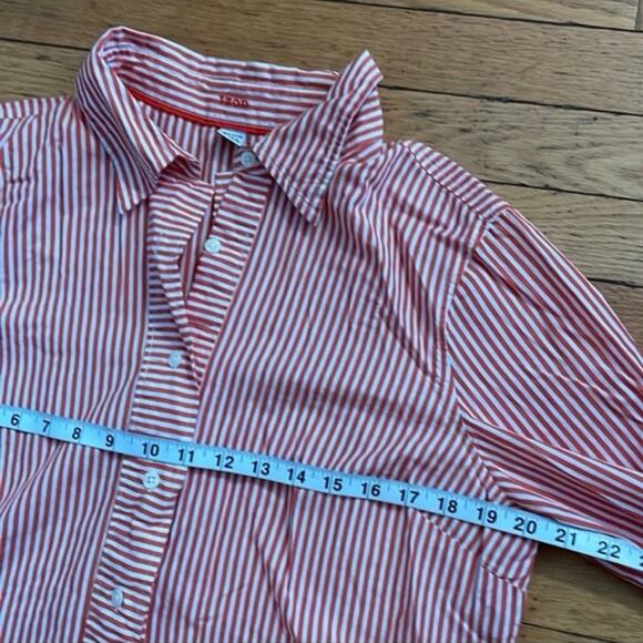 Womens Size XL Izod Striped Shirt Coral and white 100% cotton  Great condition - Picture 4 of 5